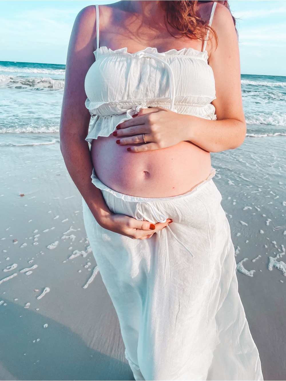 Women's White Maternity Swim Cover-Up Set